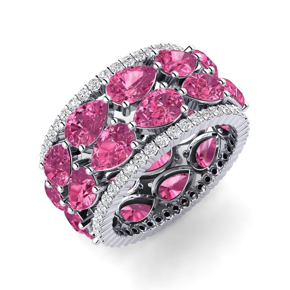 Or Blanc 18k Tourmaline Rose Bague Yajaira