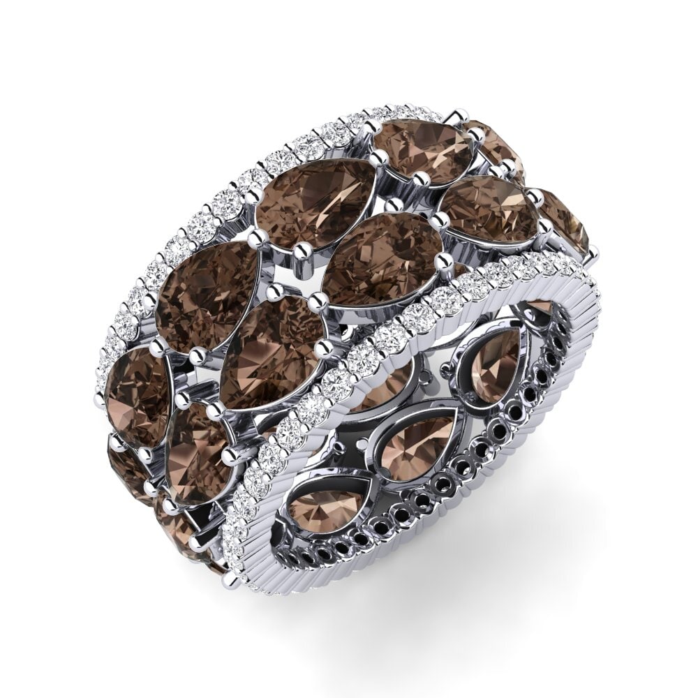 Or Blanc 14k Quartz Fumé Bague Yajaira