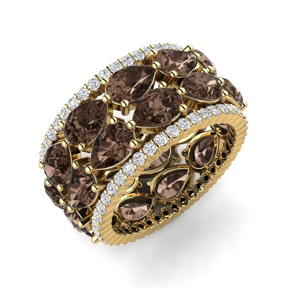Or Jaune 14k Quartz Fumé Bague Yajaira