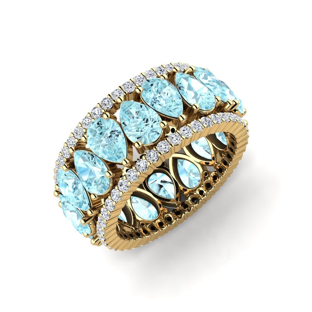 Or Jaune 14k Aigue-marine Bague Youlanda