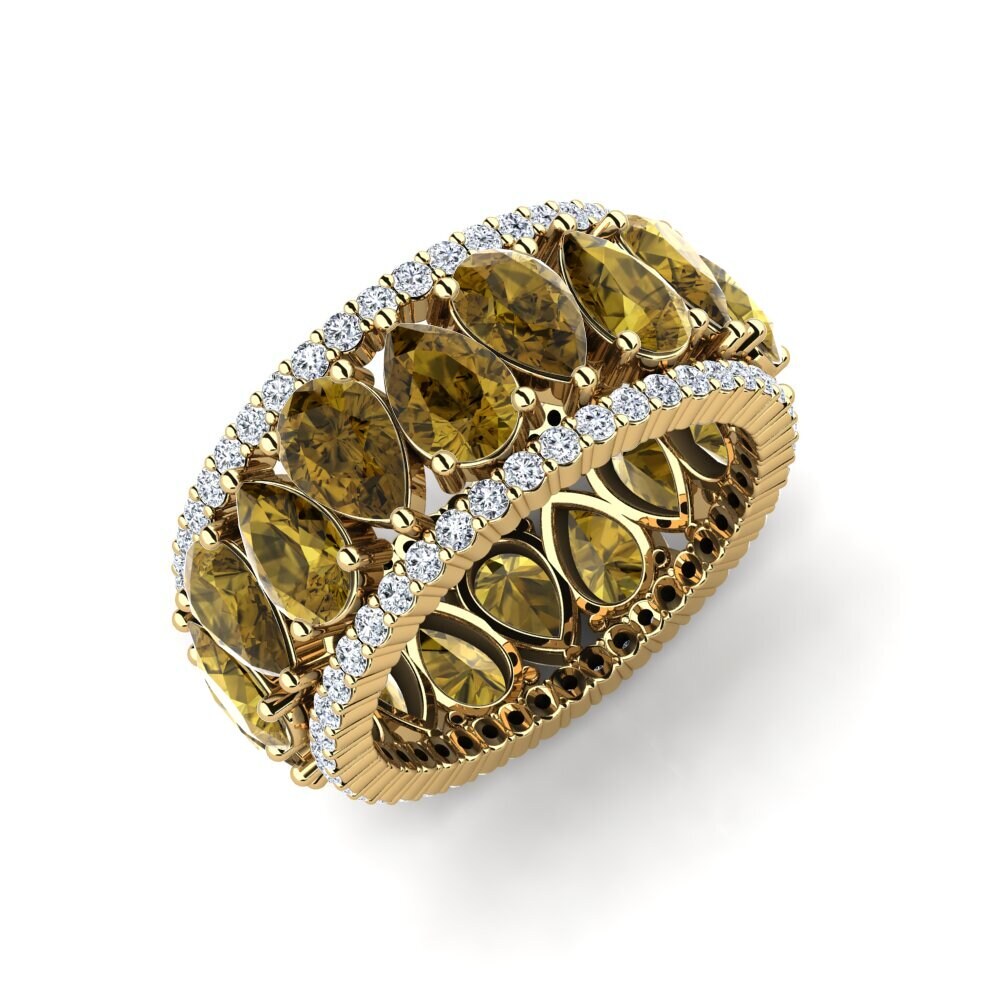 Or Jaune 14k Zircon Brun Bague Youlanda