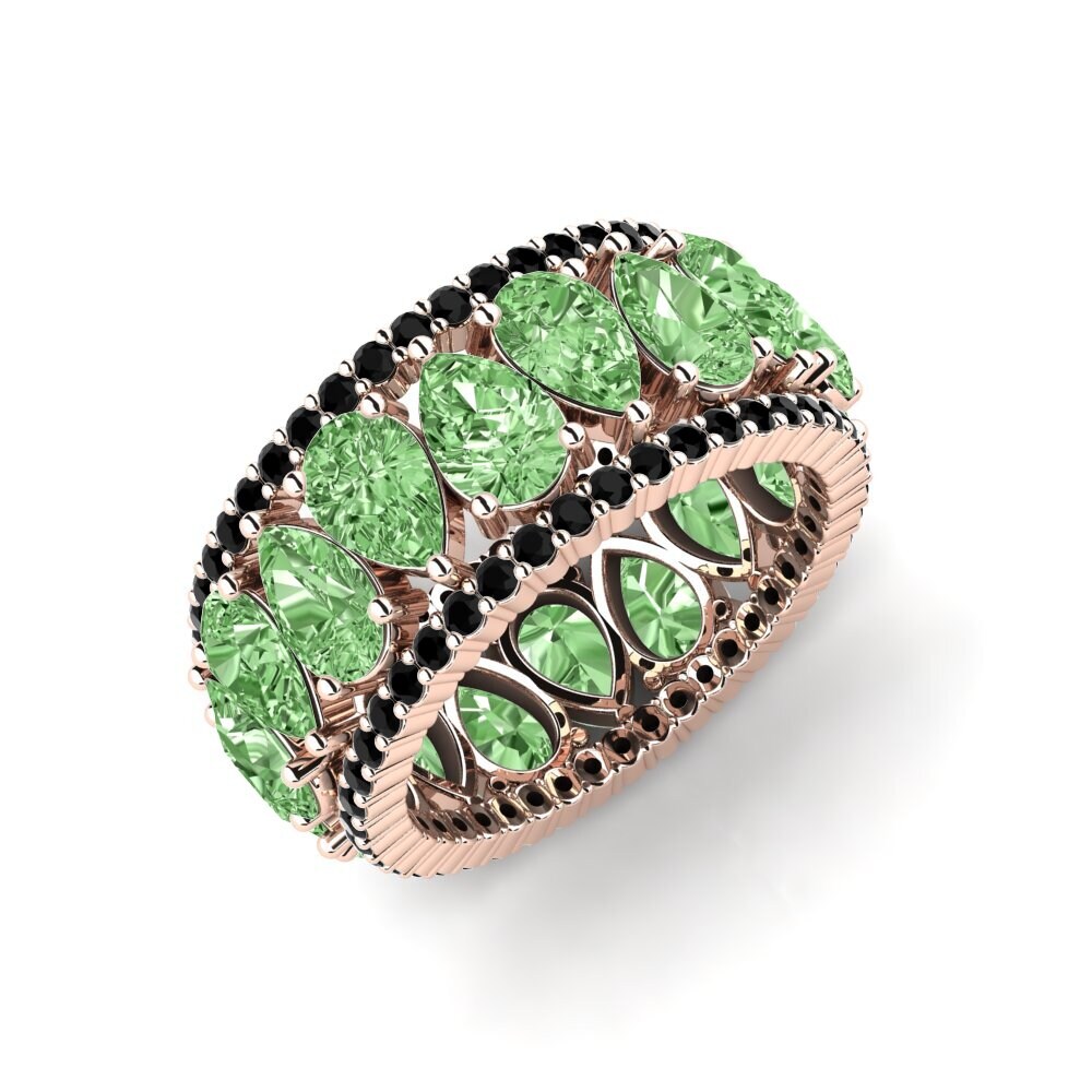 Or rose 14k Diamant Vert Bague Youlanda