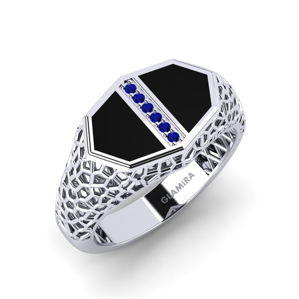 Zafiro Anillo de dedo meñique para hombre Uref