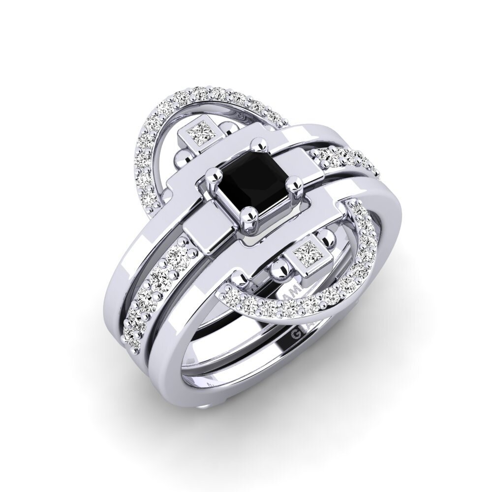 950 Platinum Black Onyx Ring Urherixa - SET