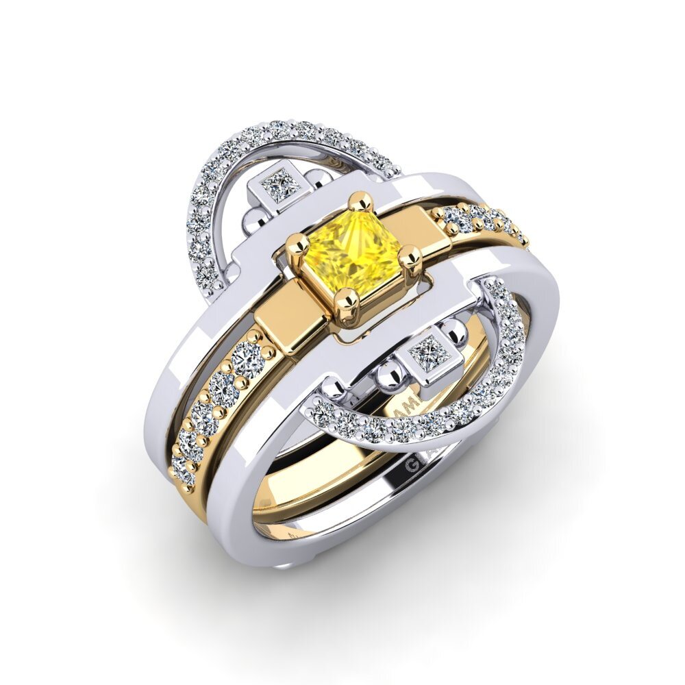 14ct White / Yellow Gold Yellow Sapphire Ring Urherixa - SET