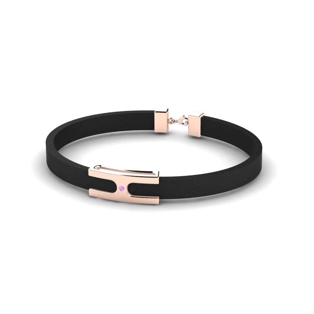 9K Rose Gold Amethyst Men's Bracelet Uriah