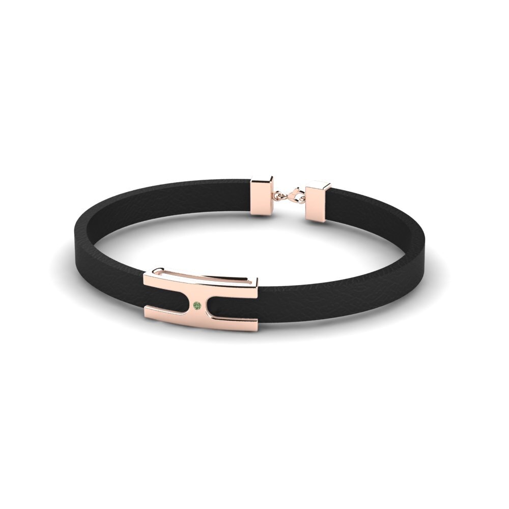 18ct Rose Gold Green Diamond Men's Bracelet Uriah