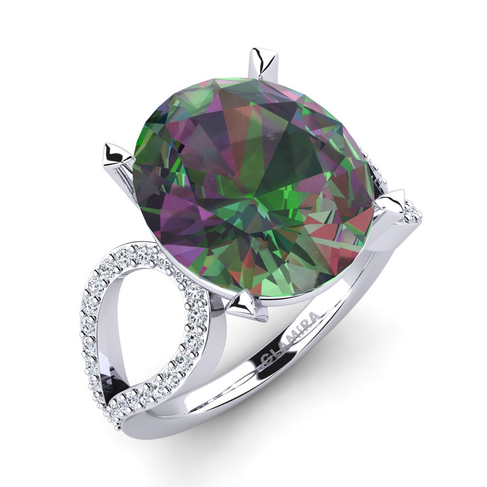 18ct White Gold Mystic Topaz Ring Urilla