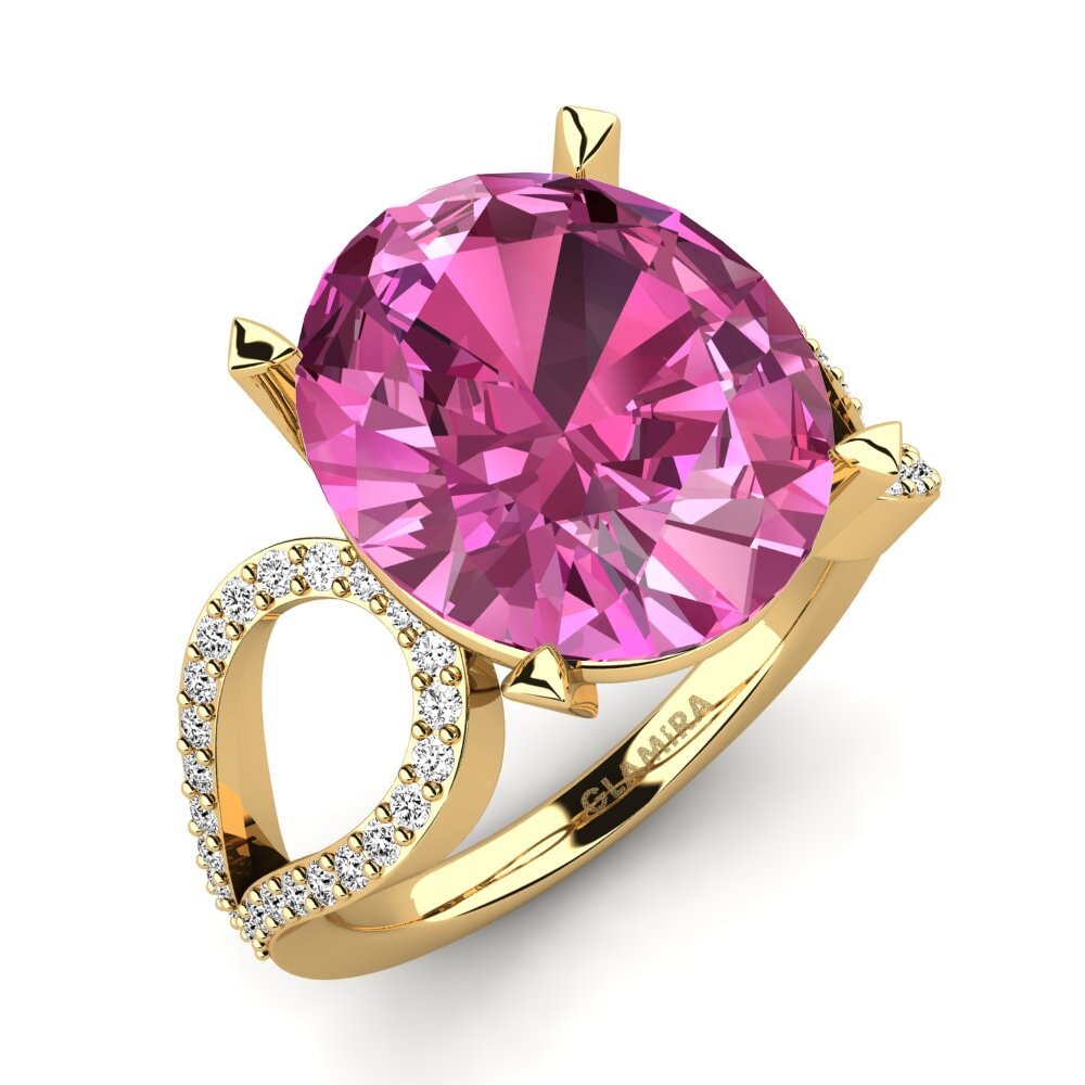 9k Oro Amarillo Topacio Rosa Anillo Urilla