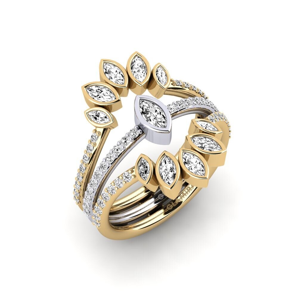 18ct Yellow & White Gold Moissanite Ring Urtan - SET