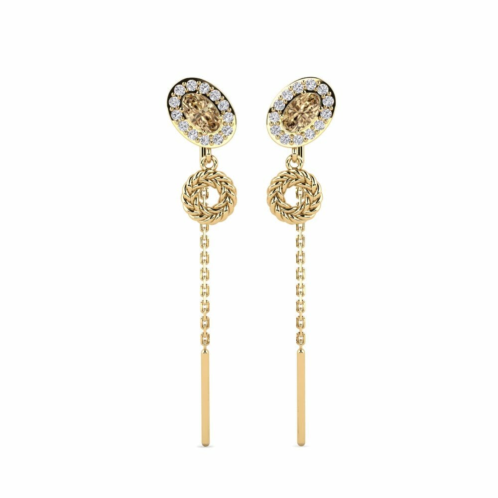 Bruine Diamant Dames Oorbellen Uskyldig