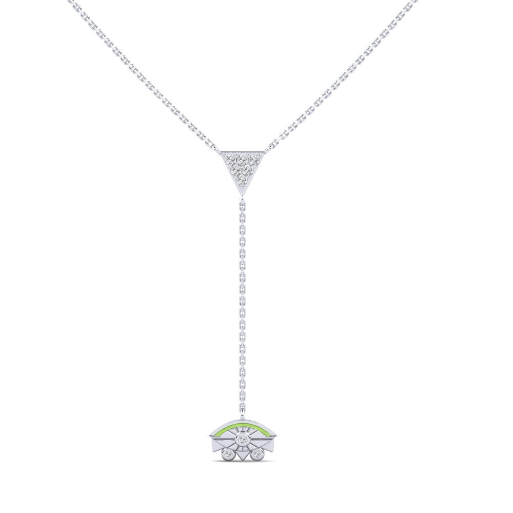 9k Oro Blanco Diamante Collar de Mujer Uthingo