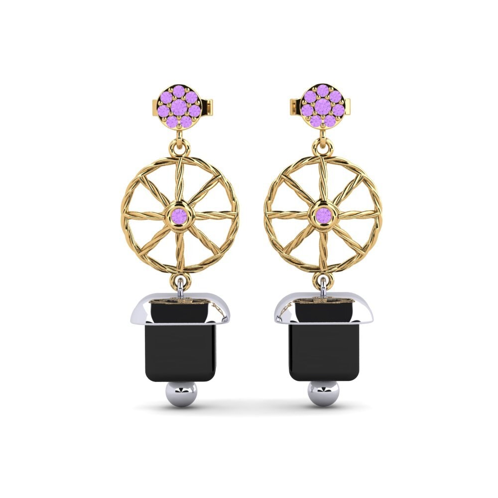 9ct Yellow & White Gold Amethyst Women's Earring Utopus