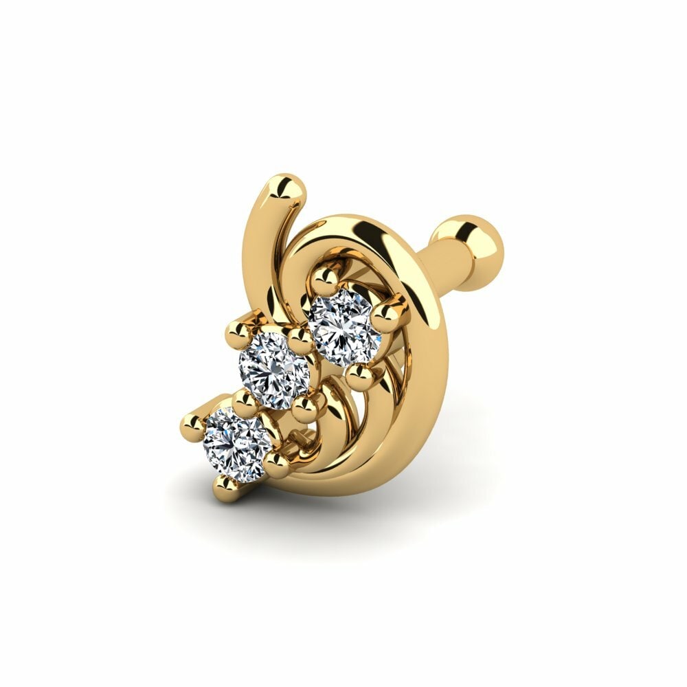 14K Geel Goud Neus Pin Uvert