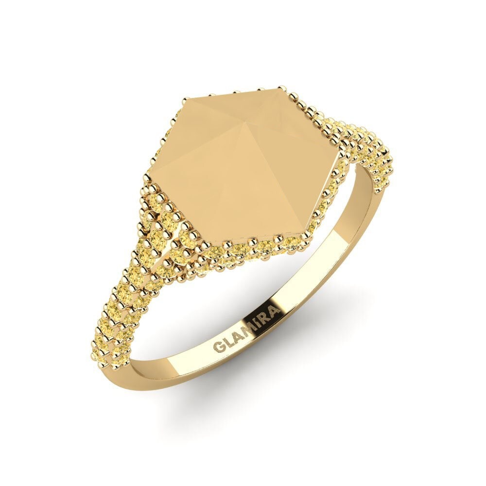 Or Jaune 18k Diamant Jaune Bague Uwepo