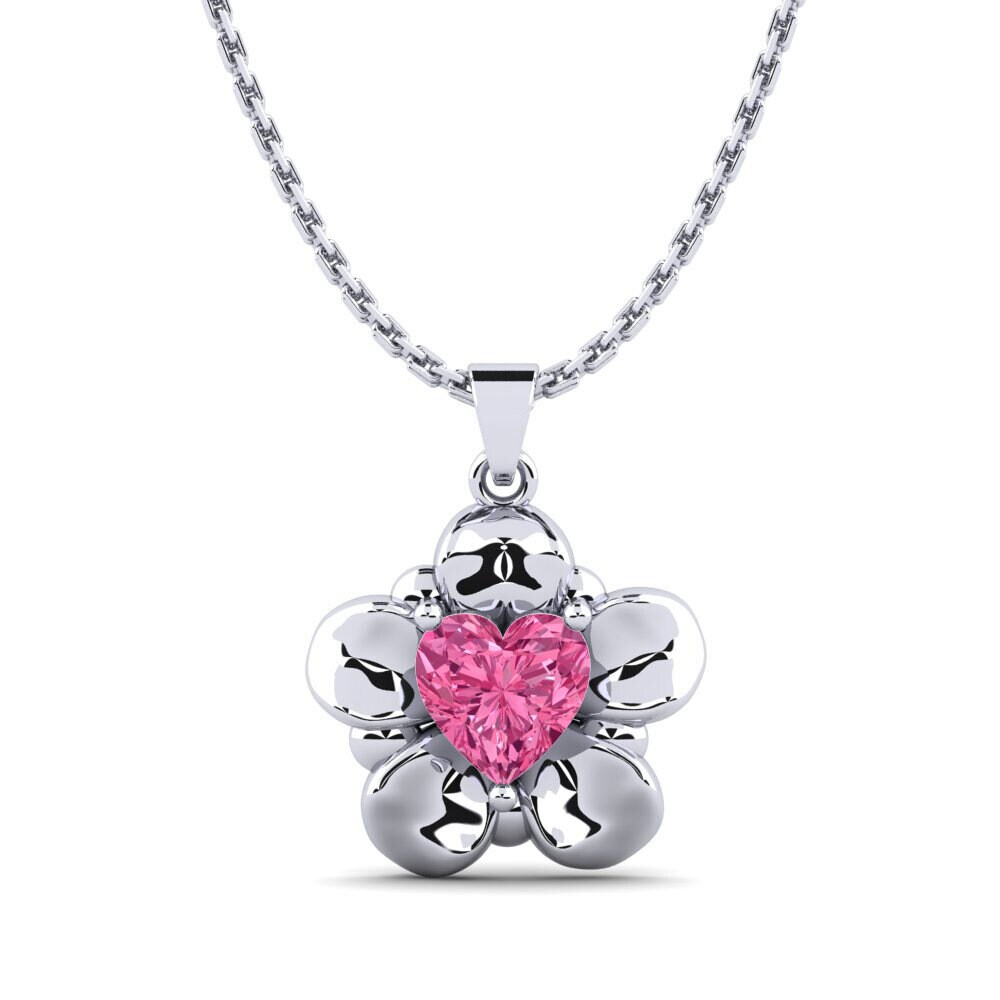 Trái Tim Đá Tourmaline Hồng / Bích tỷ Mặt dây chuyền nữ Vabortif