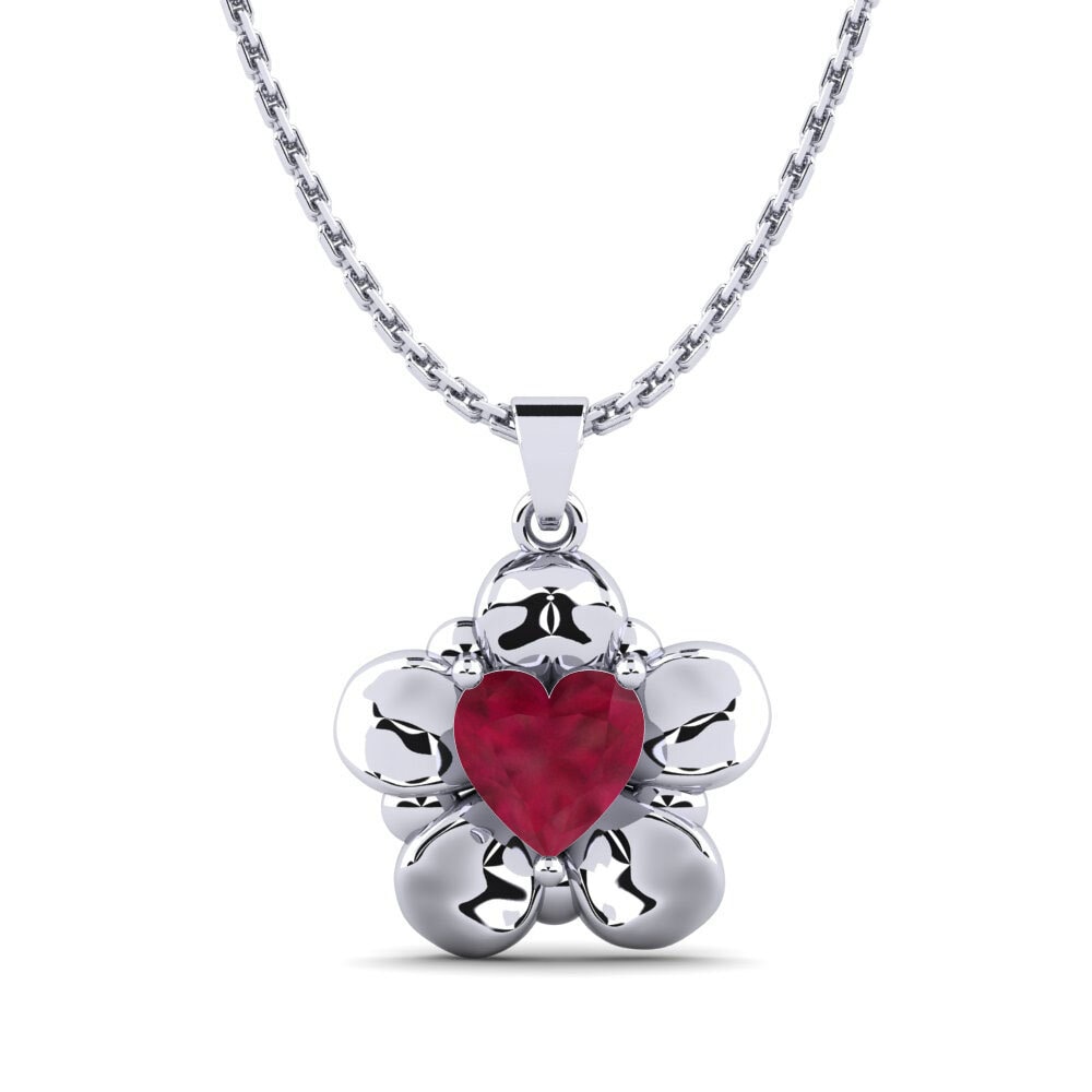 Trái Tim Đá Ruby / Hồng Ngọc Mặt dây chuyền nữ Vabortif