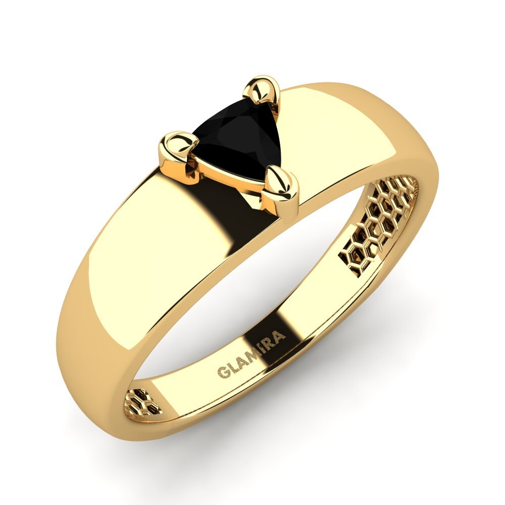 Oro Giallo 750 Onice Nero Anello da uomo Vacanza
