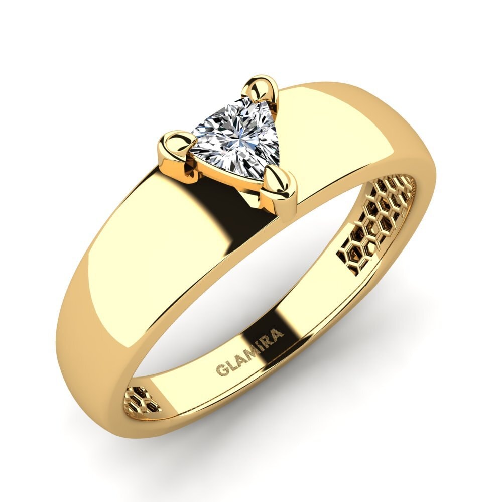Oro Giallo 750 Zircone Anello da uomo Vacanza