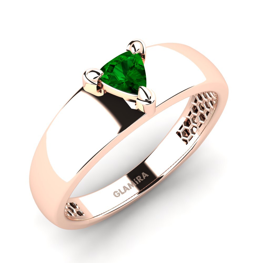 Oro Rosso 585 Zircone Verde Anello da uomo Vacanza