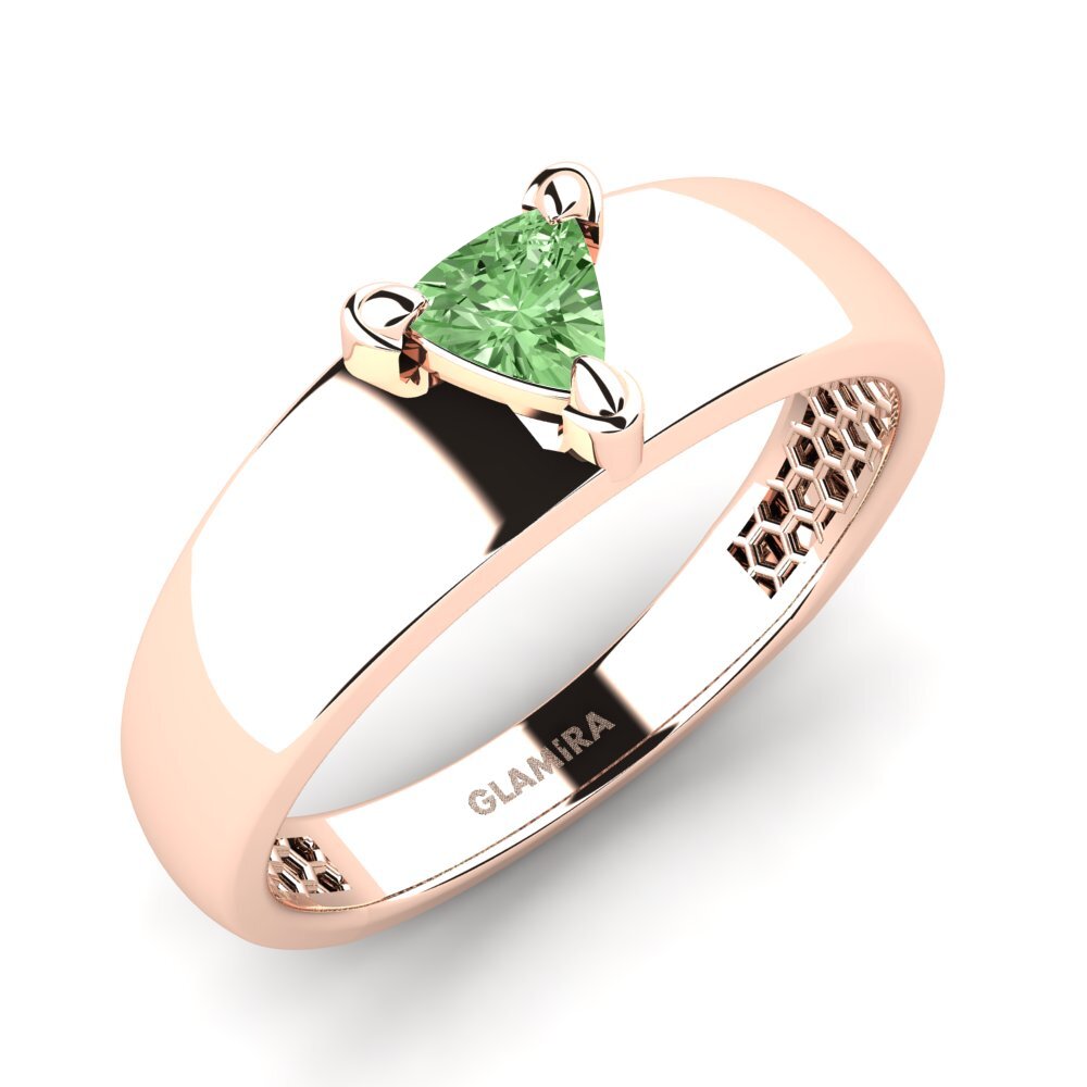 Oro Rosso 375 Diamante Verde Anello da uomo Vacanza