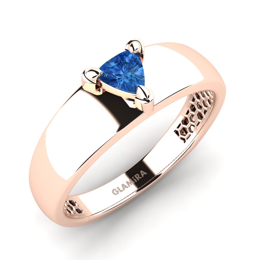 14K Rood Goud Donker Blauwe Zirkoon Heren ring Vacanza