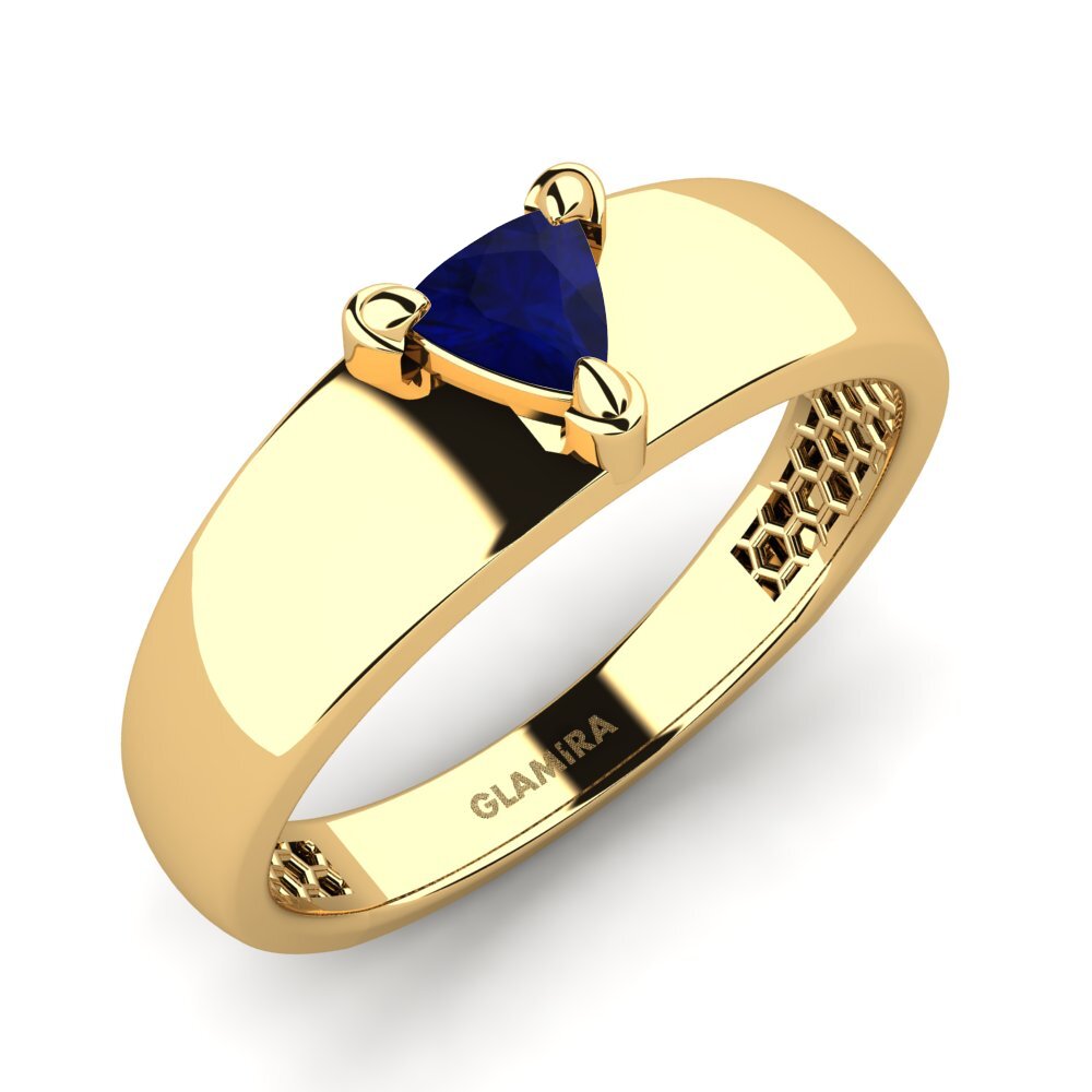 Oro Giallo 750 Zaffiro Anello da uomo Vacanza