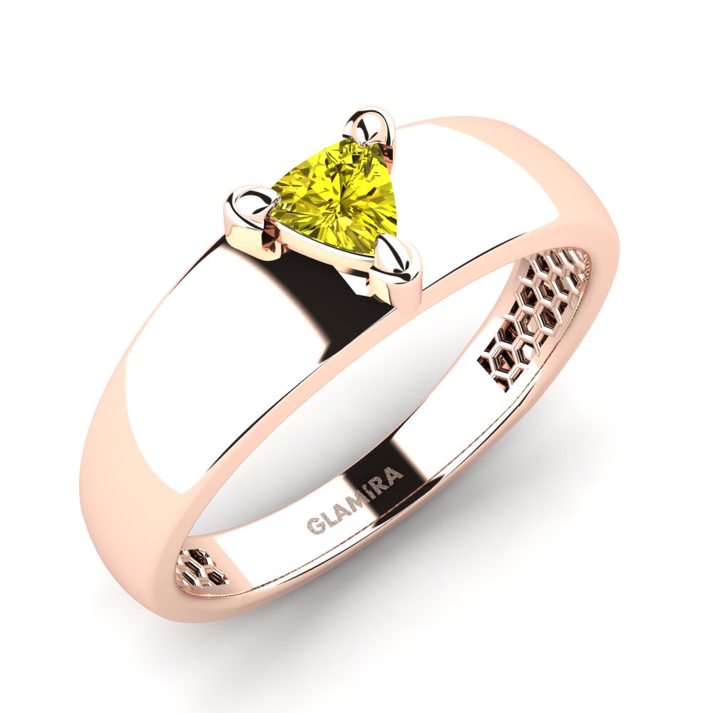 Oro Rosso 750 Diamante Giallo Anello da uomo Vacanza