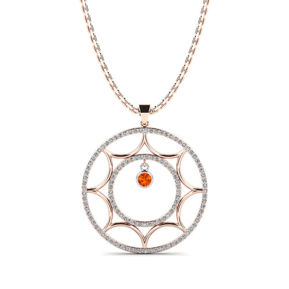 18k Oro Rosa & Blanco Zafiro Naranja Colgante de Mujer Vacuite