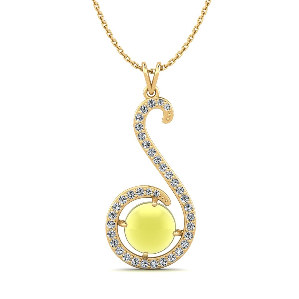 9k Oro Amarillo Topacio Limón Cabujón Colgante de Mujer Vaetilda