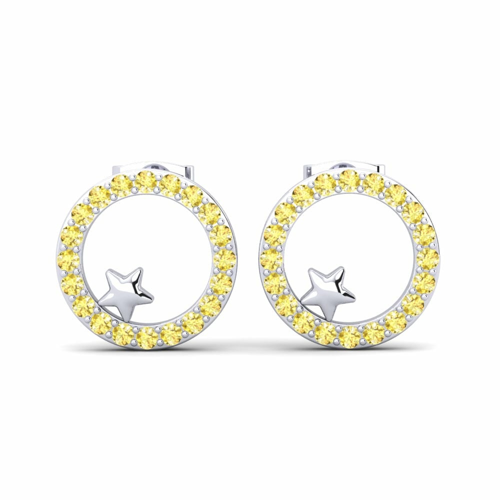 Studs Isabel Tonelli Collection Earring Valene 585 White Gold Yellow Sapphire
