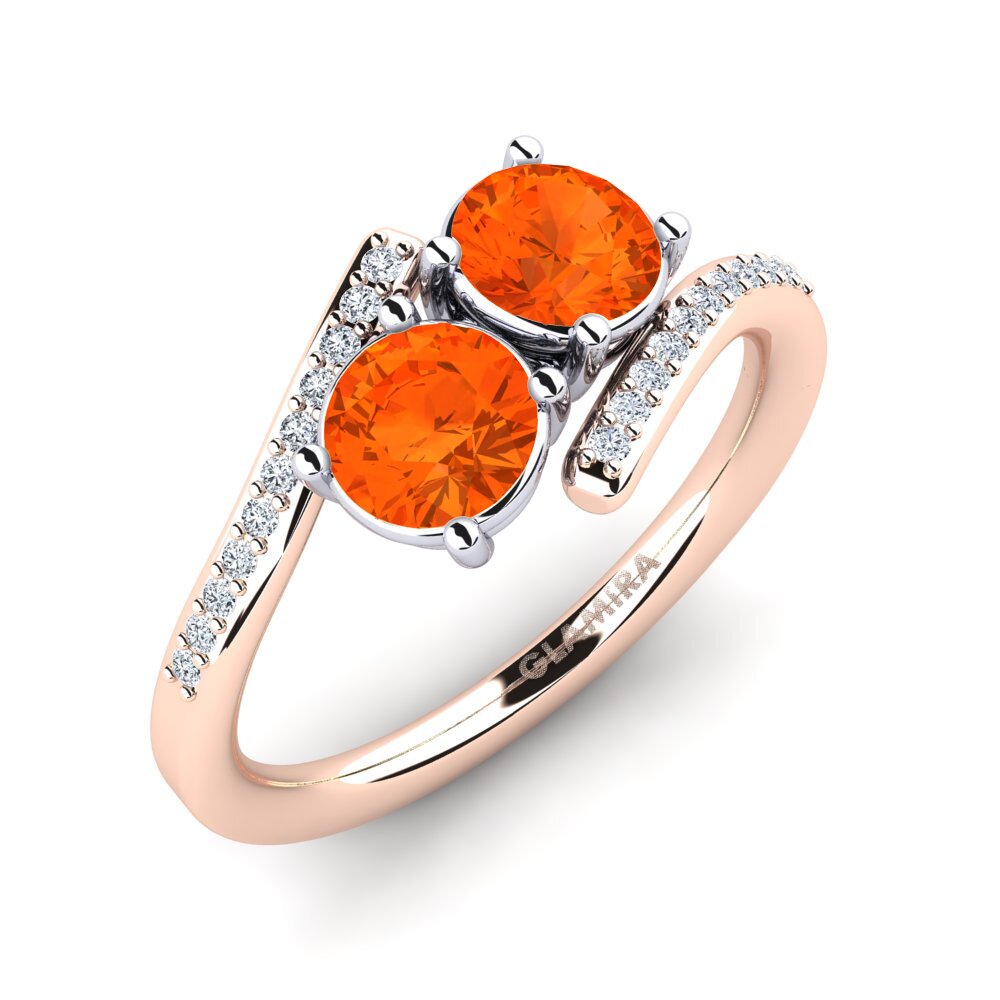 14ct Rose & White Gold Fire Opal Ring Valeska