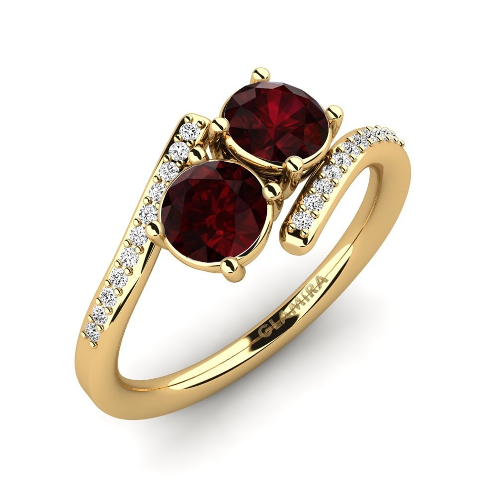 9k Oro Amarillo Granate Anillo Valeska