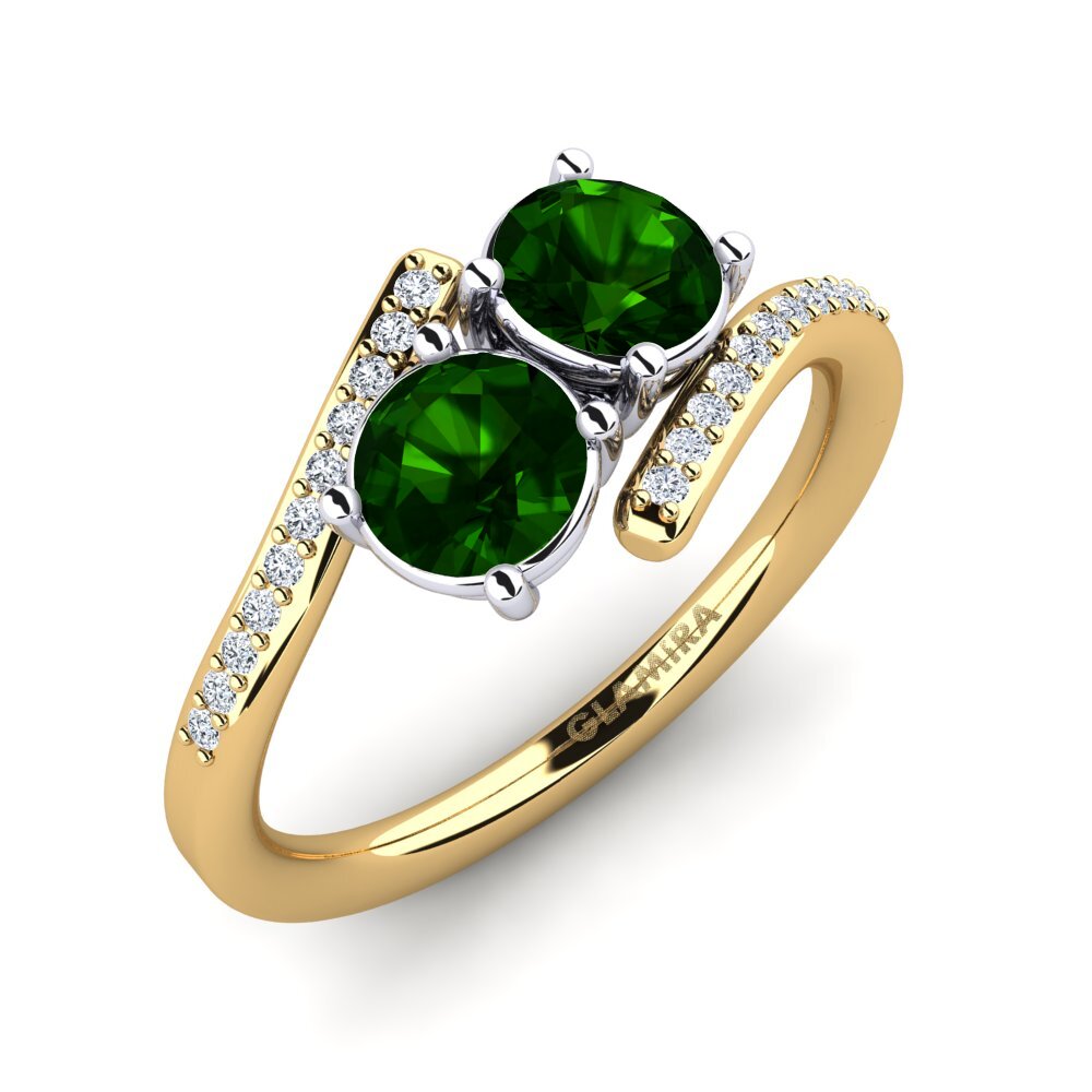 9ct Yellow & White Gold Green Tourmaline Ring Valeska