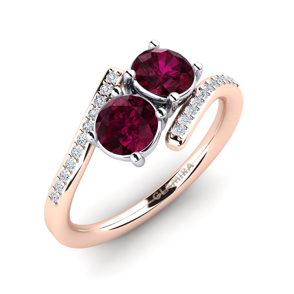 9ct Rose & White Gold Rhodolite Garnet Ring Valeska