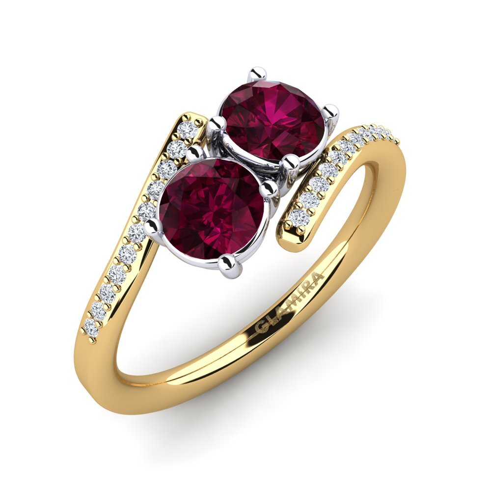 9ct Yellow & White Gold Rhodolite Garnet Ring Valeska