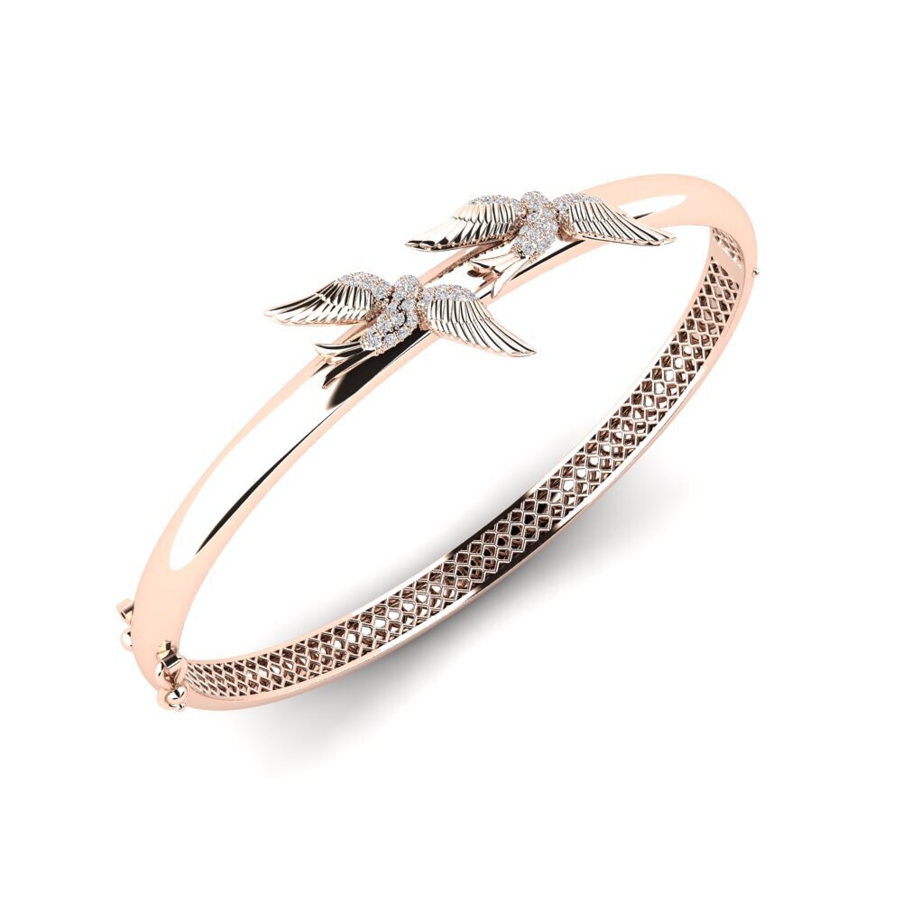 Bracelet Rigide Couleur Or Rodé - Décor Relief Cristaux Diamant 448 - Occasion Sans Marque