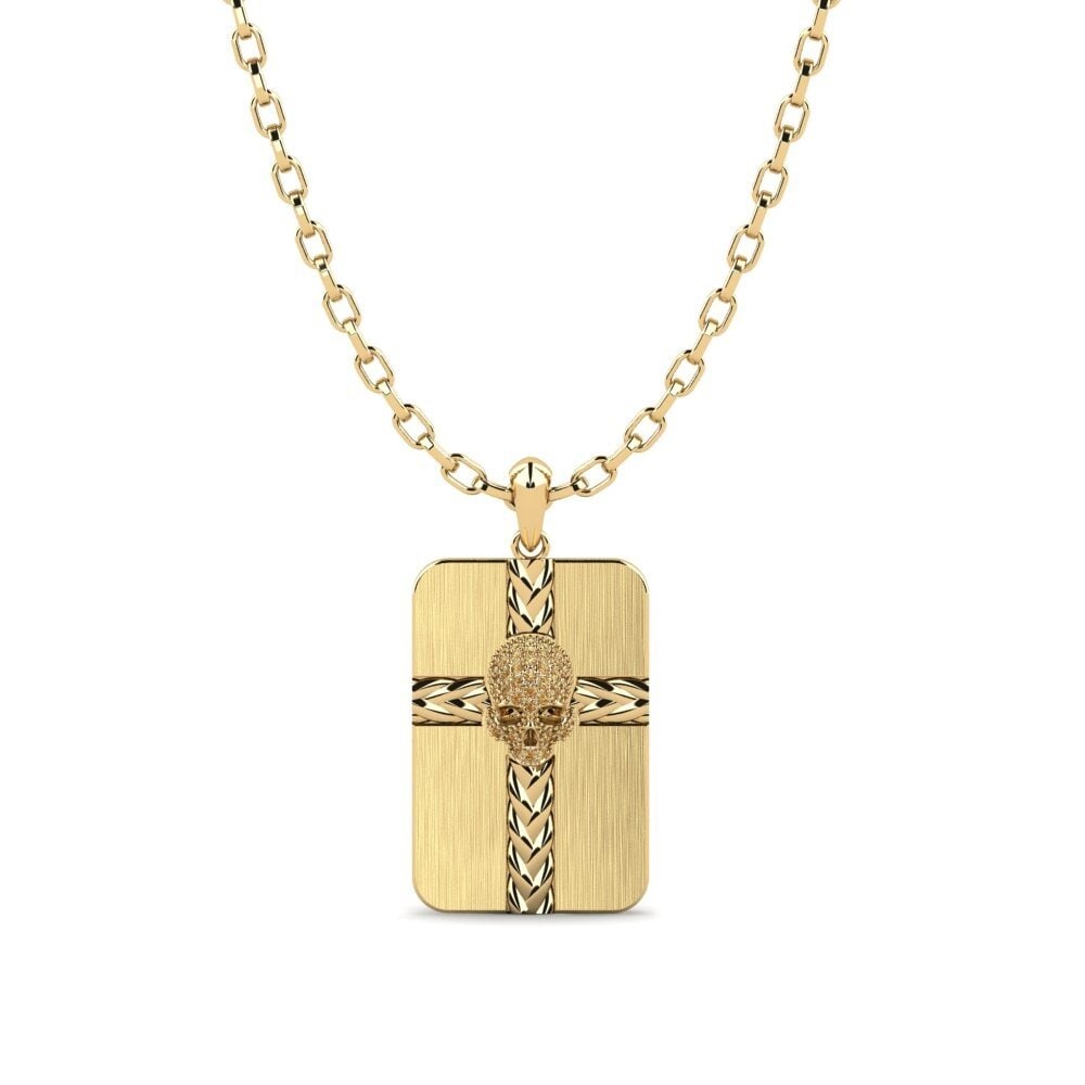 Or Jaune 585 Diamant Brun Pendentif pour homme Vanguard
