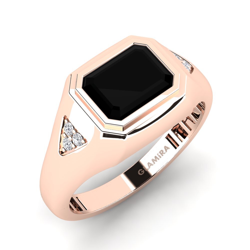 Oro Rosso 750 Zaffiro Nero Anello da uomo Vanhoy