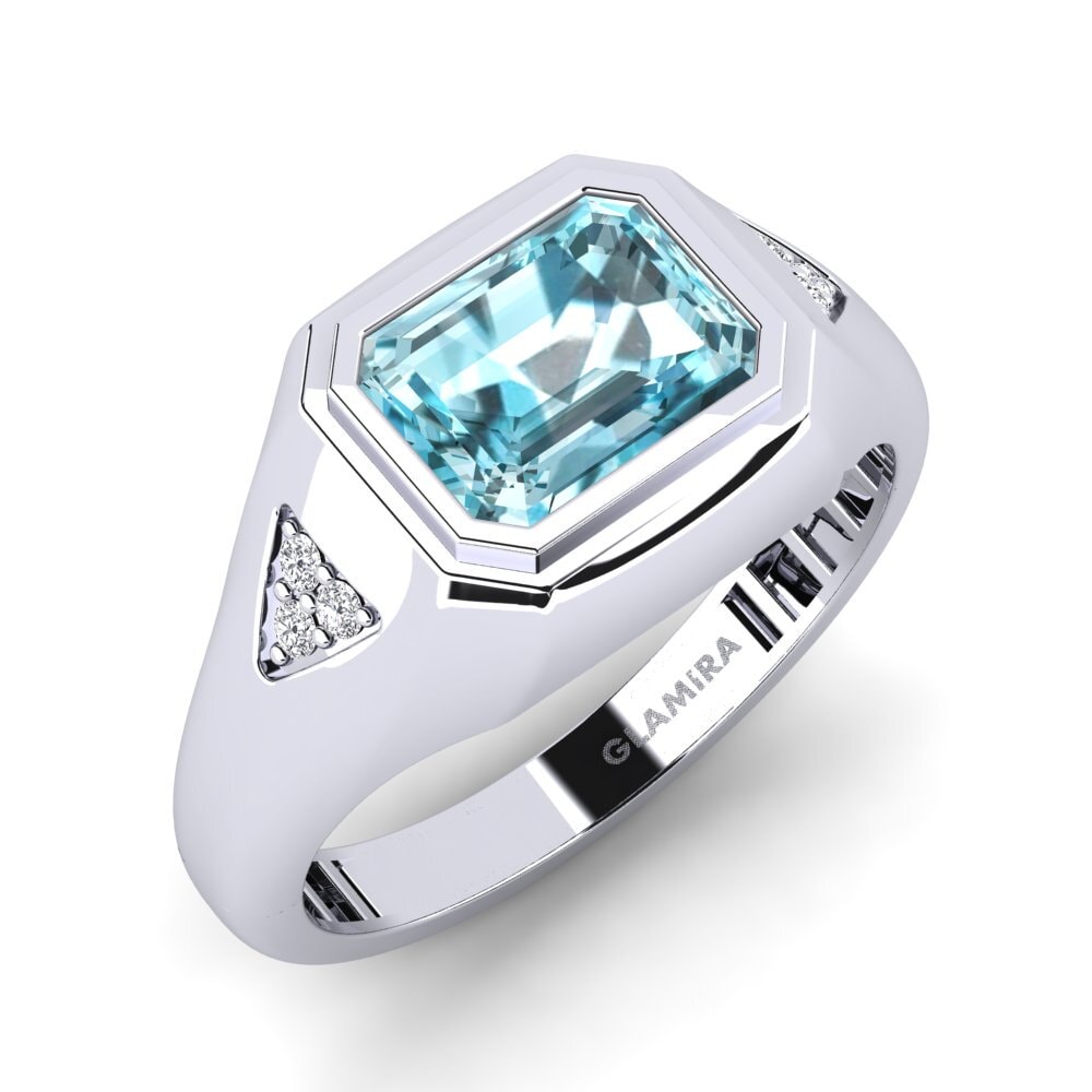 White Silver Blue Zircon Men's Ring Vanhoy