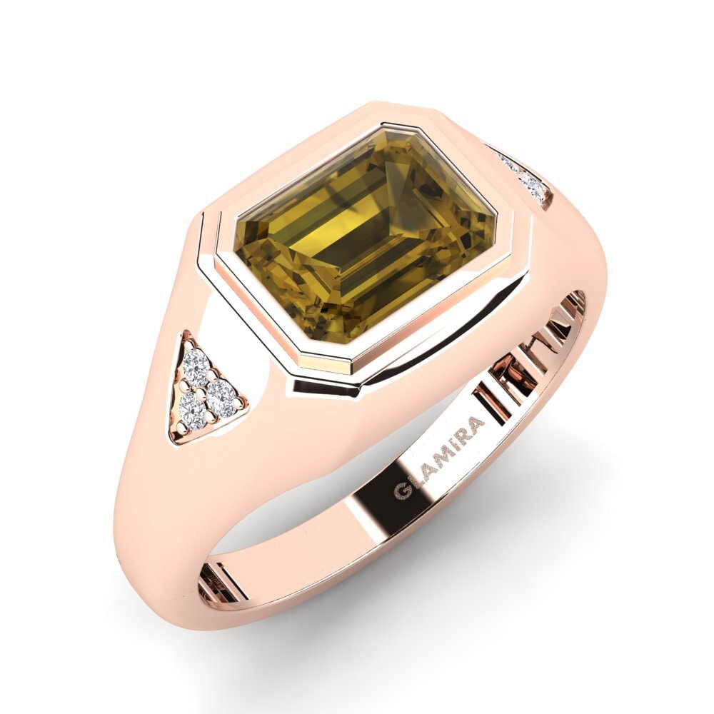 9ct Rose Gold Brown Zircon Men's Ring Vanhoy