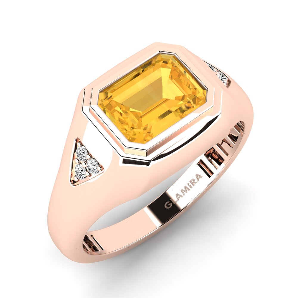 Oro Rosso 585 Citrino Anello da uomo Vanhoy