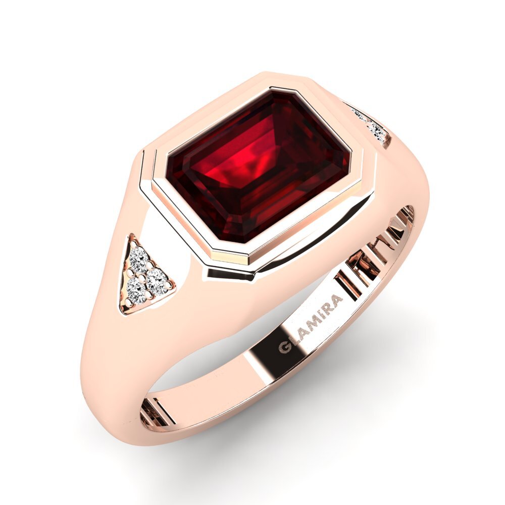 Oro Rosso 750 Granato Anello da uomo Vanhoy