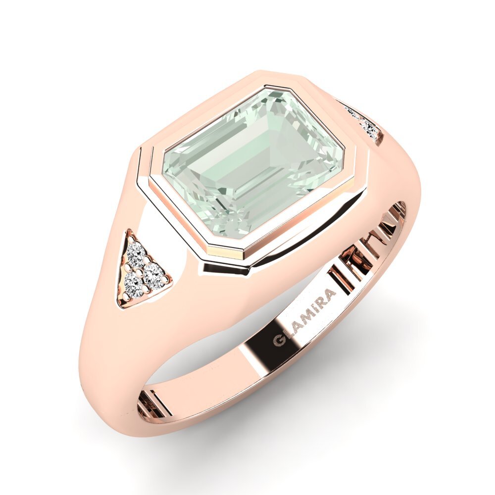 9ct Rose Gold Green Amethyst Men's Ring Vanhoy