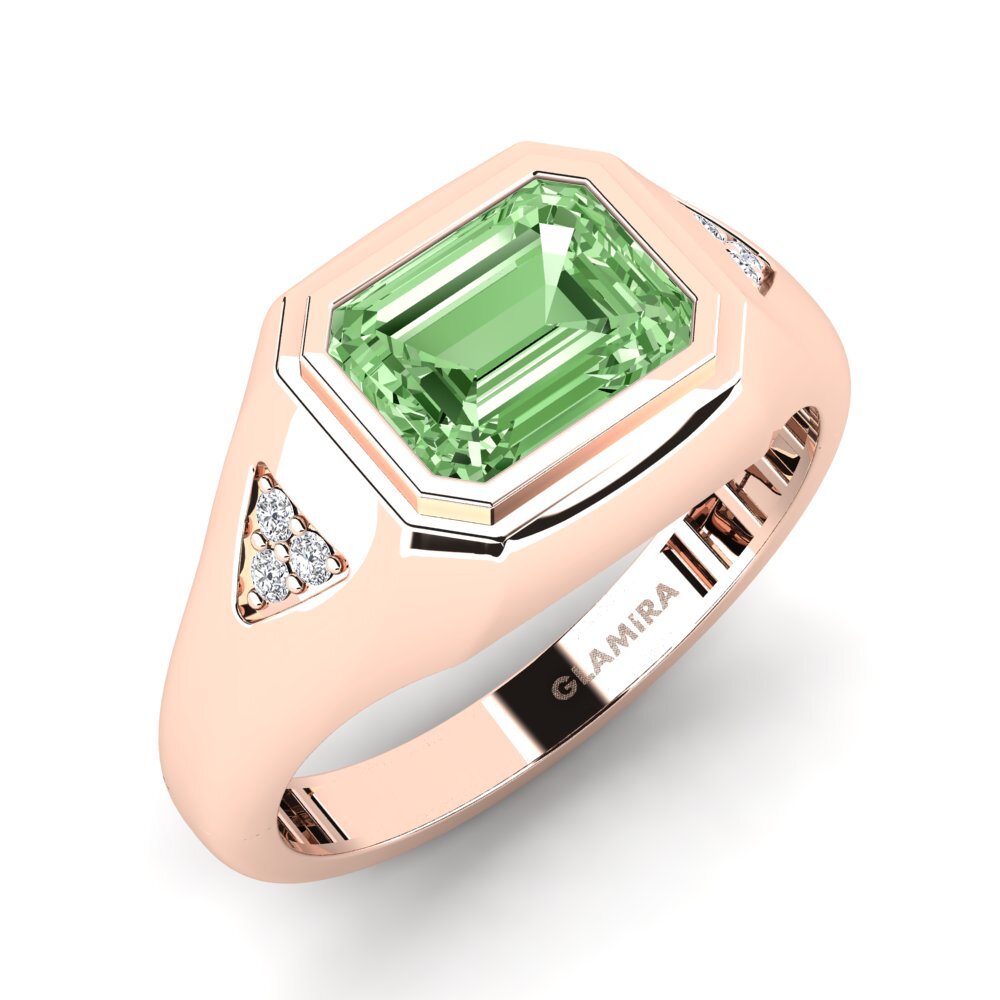 Oro Rosso 375 Diamante Verde Anello da uomo Vanhoy