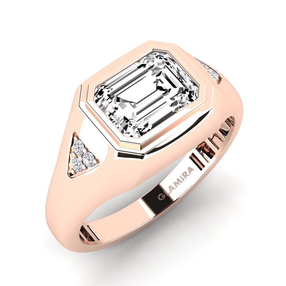 Oro Rosso 585 Moissanite Anello da uomo Vanhoy