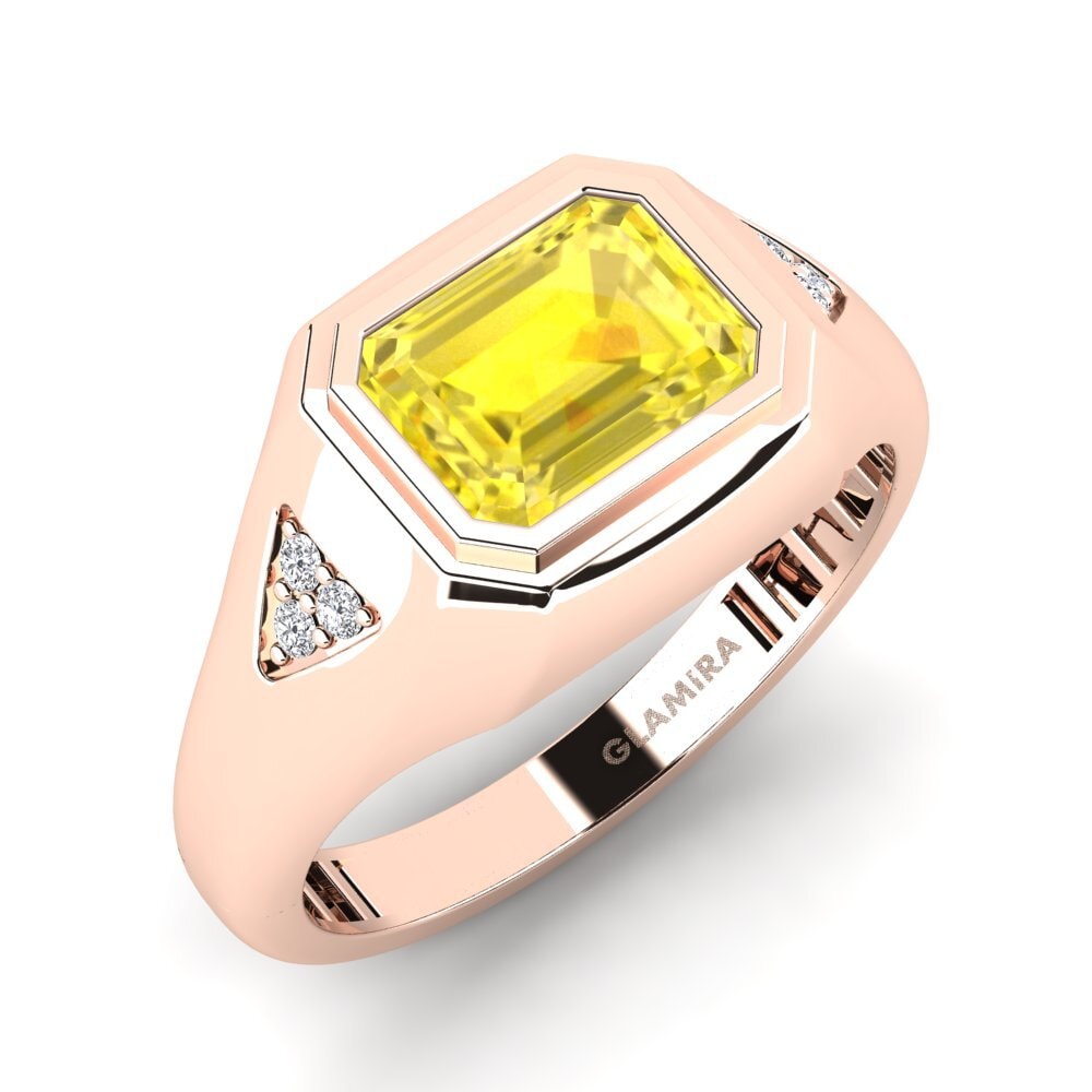 14k Rose Gold Yellow Sapphire Men's Ring Vanhoy