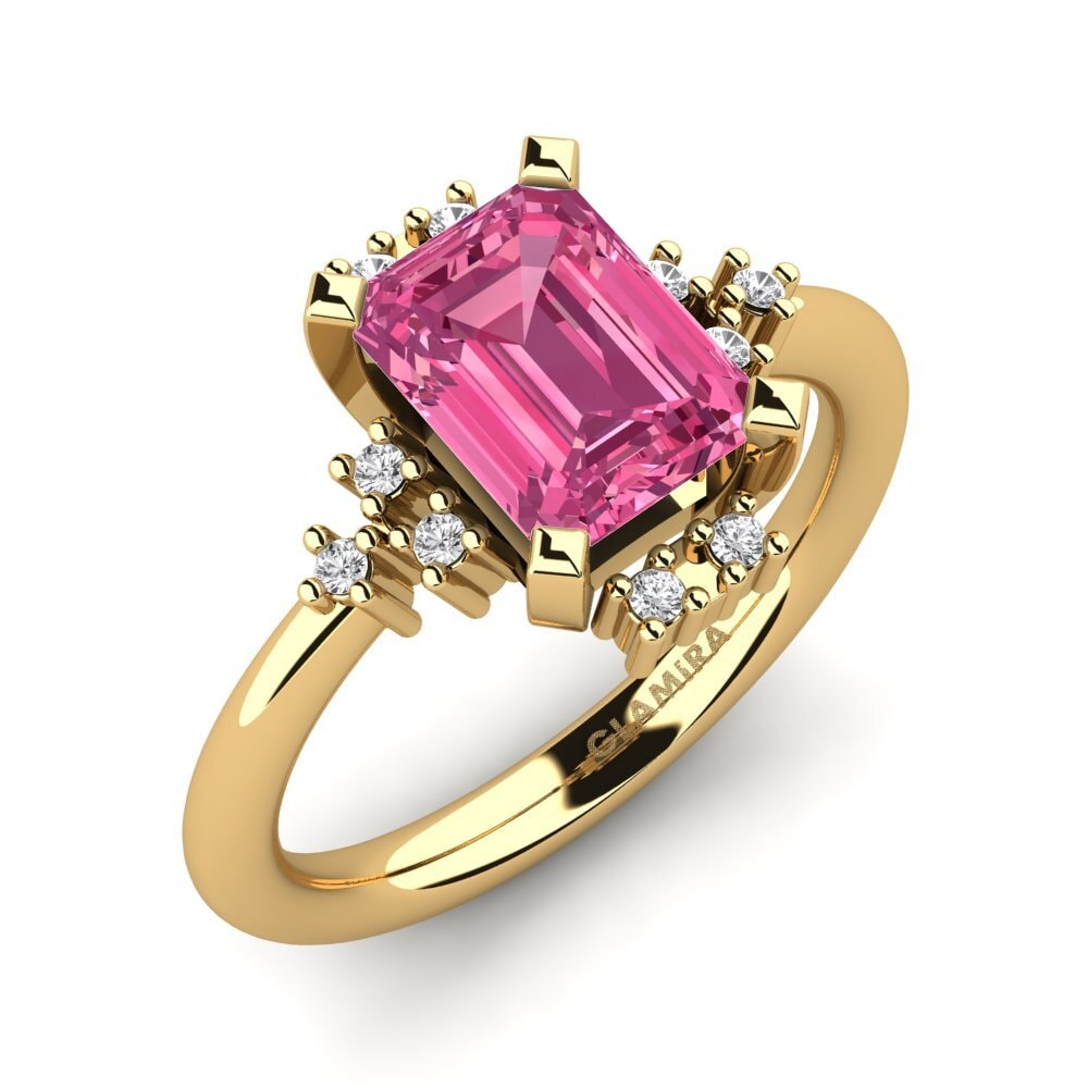 9ct Yellow Gold Pink Tourmaline Engagement Ring Varese