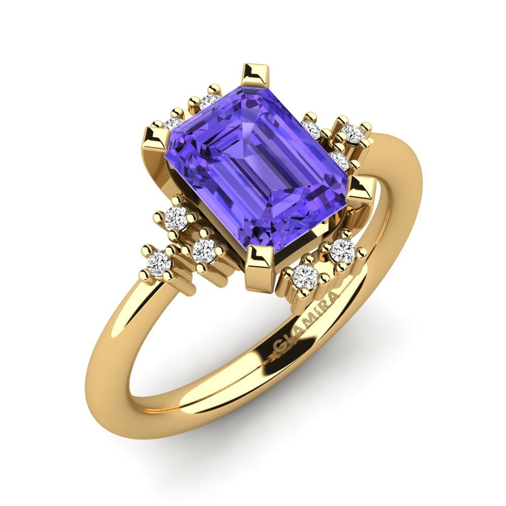 14k Oro Amarillo Tanzanita Anillo de compromiso Varese