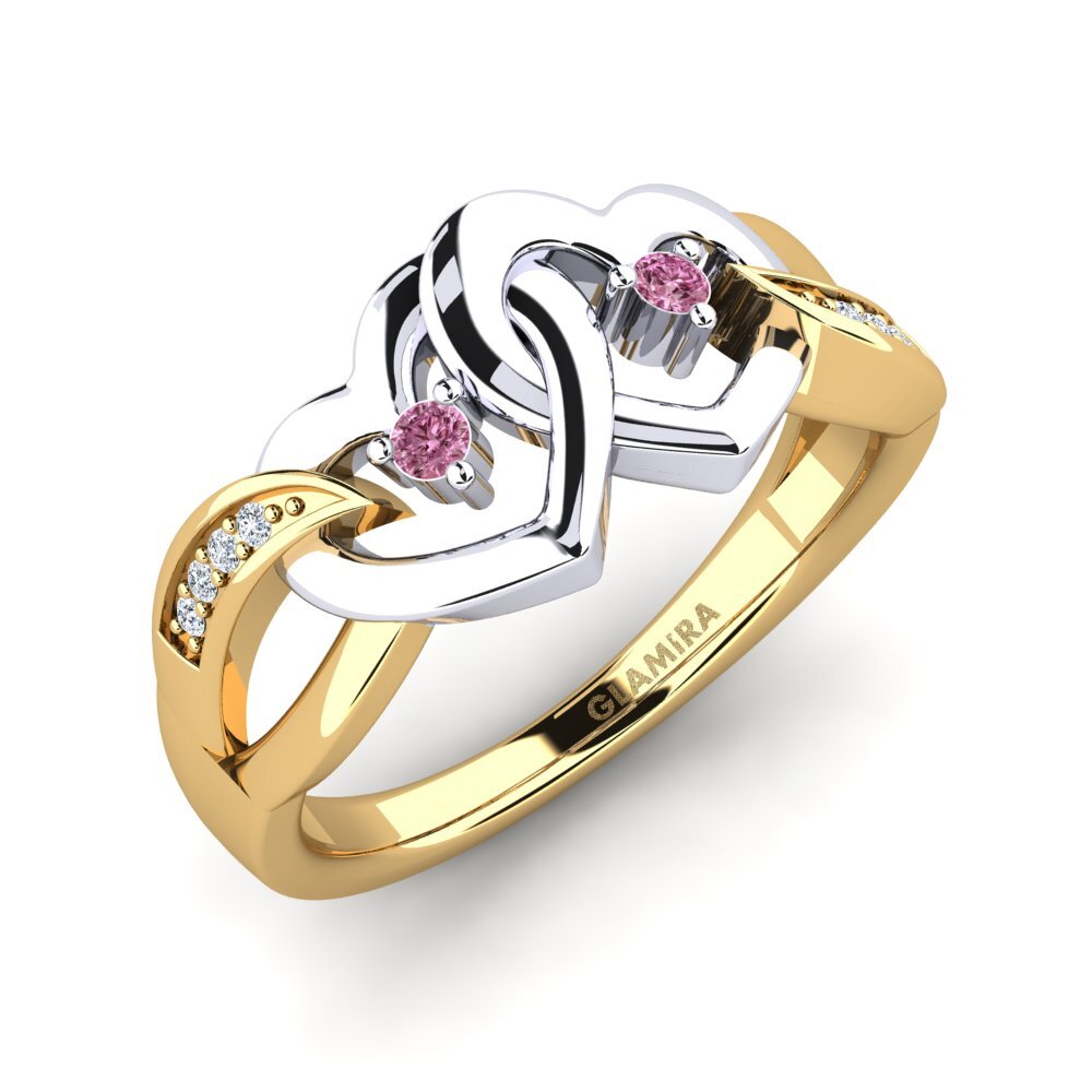 9ct Yellow & White Gold Rhodolite Garnet Ring Vaudis
